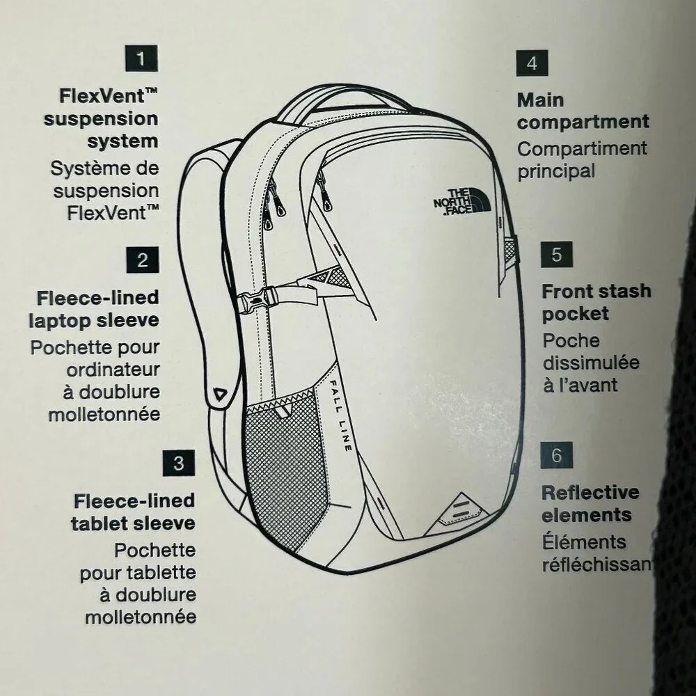 NWT The North‎ Face Fall Line Backpack 28L Black Durable Hiking Travel Laptop OS